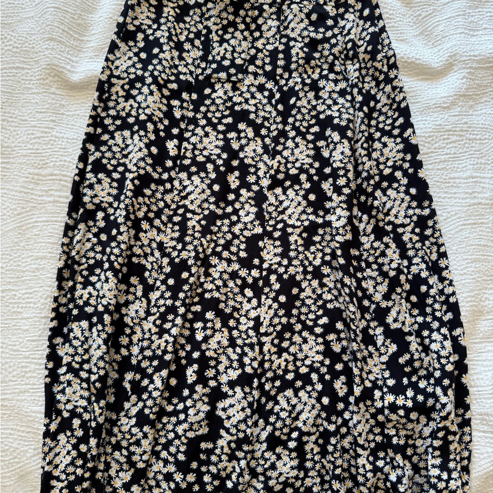 Zara Black and White Floral Midi Skirt